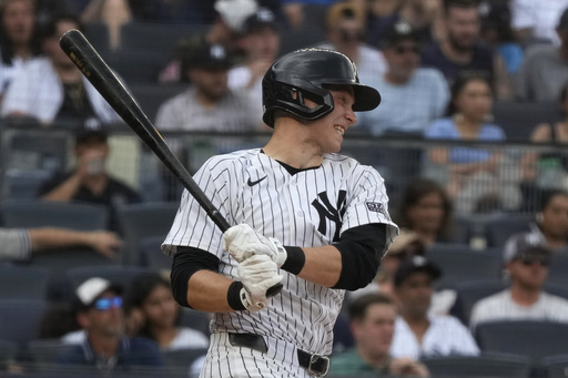 Yankees rookie Ben Rice hits 1st big league homer after being moved into leadoff spot