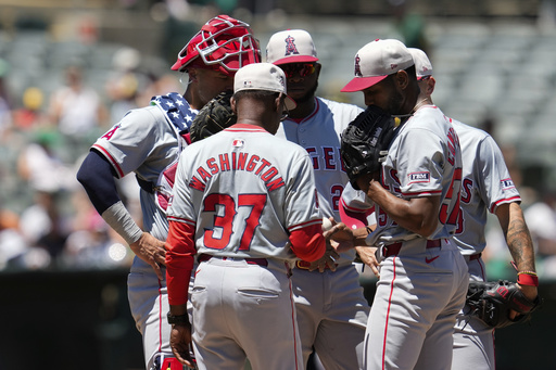 Butler homers, Sears pitches A’s to series sweep of Angels with 5-0 win