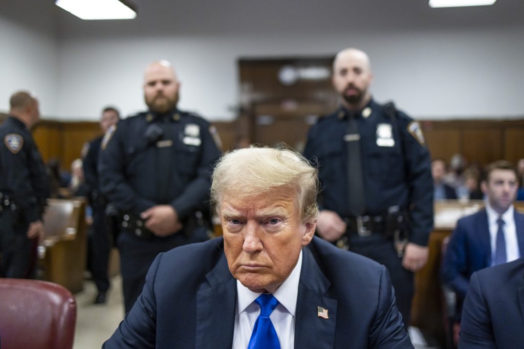 NEW YORK, NEW YORK - MAY 30:  Former U.S. President Donald Trump sits at the defendant's table inside the courthouse as the jury is scheduled to continue deliberations for his hush money trial at Manhattan Criminal Court on May 30, 2024 in New York City. Judge Juan Merchan gave the jury instructions, and deliberations are entering their second day. The former president faces 34 felony counts of falsifying business records in the first of his criminal cases to go to trial.  (Photo by Justin Lane - Pool/Getty Images)