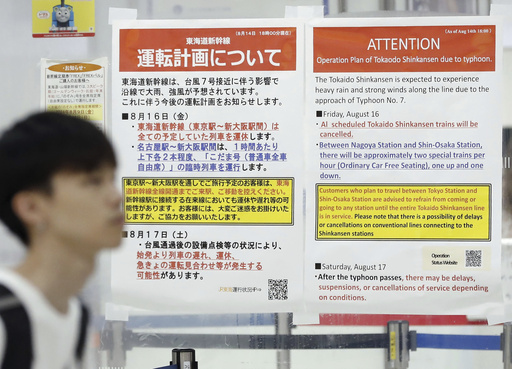 Flight and train services affected in Tokyo region due to approaching powerful typhoon