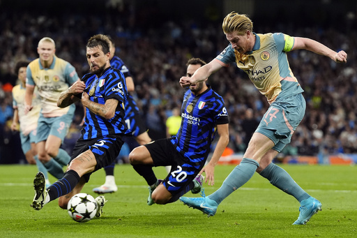 Kevin de Bruyne at risk of injury as Manchester City draws 0-0 with Inter Milan