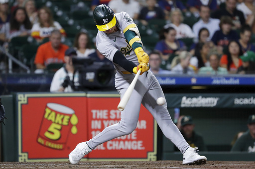 Athletics defeat Astros 5-4 with Kyle McCann hitting a home run and Brent Rooker driving in 2 runs