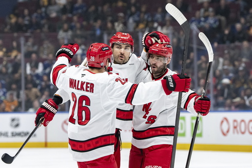 Aho nets overtime goal, leading Hurricanes to 4-3 victory against Canucks