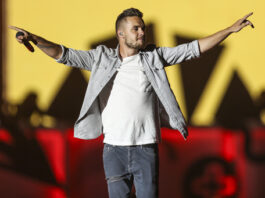 FILE - Liam Payne of One Direction performs during the Honda Civic Tour at Qualcomm Stadium on Thursday, July 9, 2015, in San Diego, Calif. (Photo by Rich Fury/Invision/AP, File)