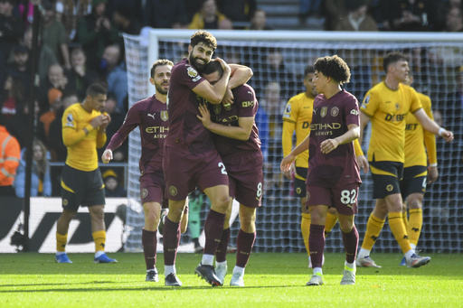 Stones nets late goal to secure 2-1 victory for Man City against struggling Wolves in Premier League