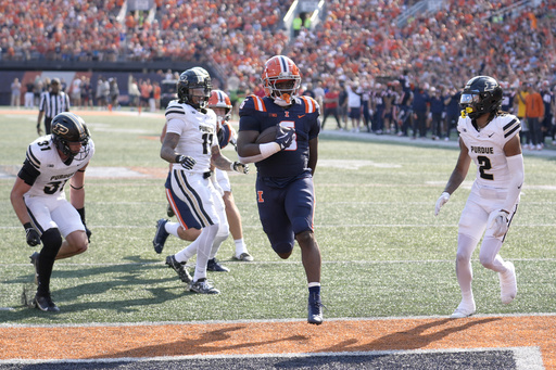 No. 23 Illinois edges past Purdue 50-49 in overtime with a decisive sack on a 2-point conversion attempt.