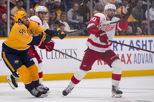 Copp nets a pair as Red Wings topple struggling Predators 5-2