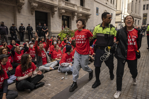 Numerous pro-Palestinian demonstrators taken into custody near the New York Stock Exchange