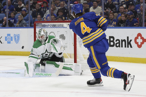 Krebs and McLeod net goals just 83 seconds apart, leading the Buffalo Sabres to a 4-2 victory over the Dallas Stars.