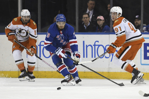 Lindgren and Cuylle net goals in the third as Rangers edge out Ducks 2-1