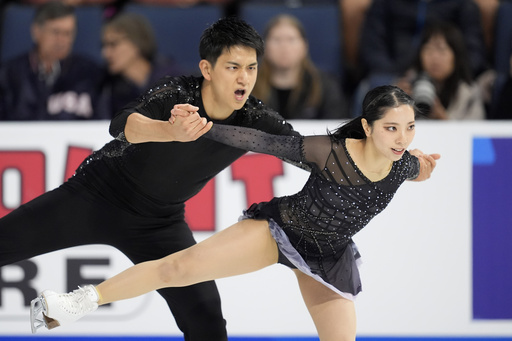 Isabeau Levito and Bradie Tennell of the US take the lead following the short program at the kickoff event of Skate America.