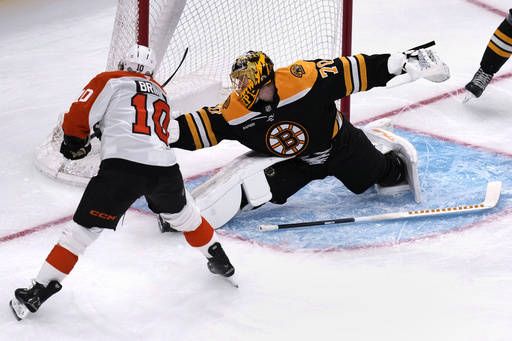 Ersson makes 23 saves as Foerster nets second-period goal in Flyers’ 2-0 victory over Bruins