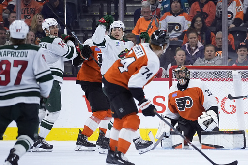 Couturier’s three-goal performance propels Flyers to 7-5 victory against Wild, ending six-game skid.