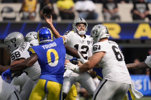 Raiders quarterback Aidan O’Connell likely sidelined for 4-6 weeks due to broken thumb, according to AP sources.