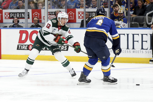 Gustavsson shines with 27 saves and an empty-net goal as Wild defeat Blues 4-1