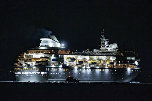 A cruise ship bound on a round-the-world voyage leaves Belfast after a 4-month delay