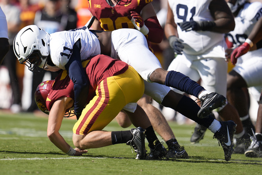 Abdul Carter of Penn State excels following his switch from linebacker to defensive end