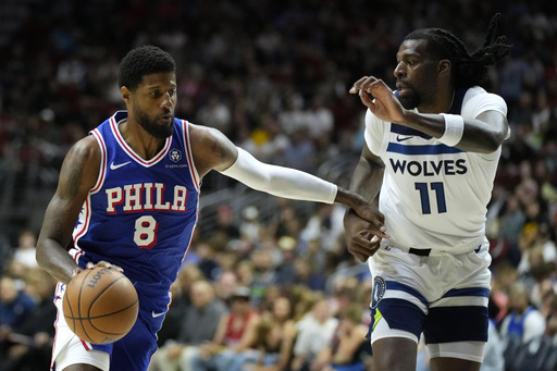 Paul George of the 76ers exits preseason match due to hyperextended left knee injury