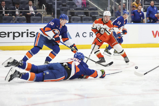 Ducks defeat Islanders 3-1 with power-play goals from Carlsson and Terry, while Dostal makes 41 saves.