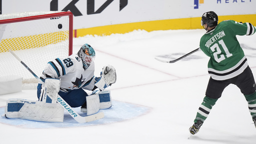 Stars secure victory in shootout against Sharks after facing their first deficit of the season, ending 3-2.