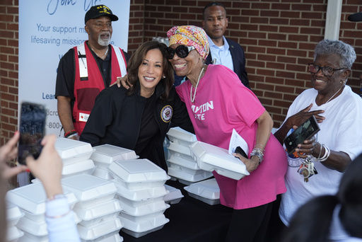 Harris hands out meals, consoles families as she surveys Hurricane Helene devastation in Georgia