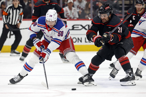 Hurricanes come back to defeat Rangers 4-3 with third-period goals from Kotkaniemi and Blake