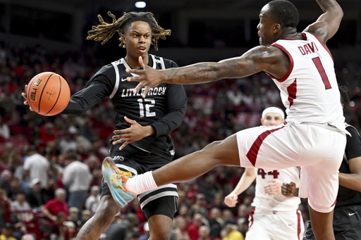 Thiero and Fland guide No. 20 Arkansas to a 79-67 victory over Little Rock