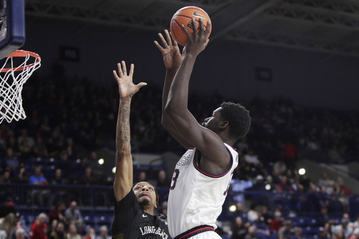 Gonzaga, ranked third, overpowers Long Beach State with a score of 84-41