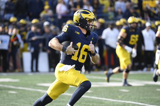 Dillon Gabriel leads top-ranked Oregon to a 38-17 victory over Michigan with a touchdown pass and a rushing score.