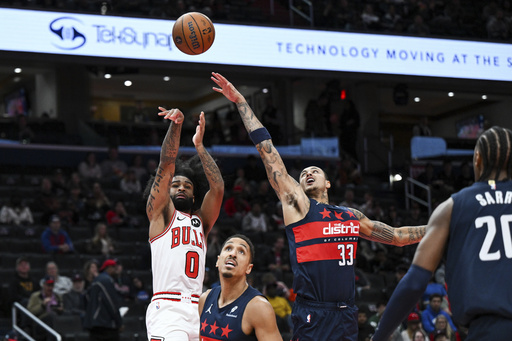 Bulls triumphed 127-108 over Wizards, who suffered their 12th consecutive defeat, thanks to Vucevic and White.