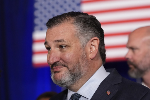 Sen. Ted Cruz, R-Texas, during a watch party on election night, Tuesday, Nov. 5, 2024, at the Marriott Marquis in Houston. (AP Photo/LM Otero)