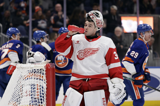 Larkin and Raymond propel Red Wings to comeback victory over Islanders, winning 4-2 in the final period