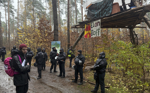 German authorities dismantle an eco-activist encampment close to Tesla’s factory near Berlin.