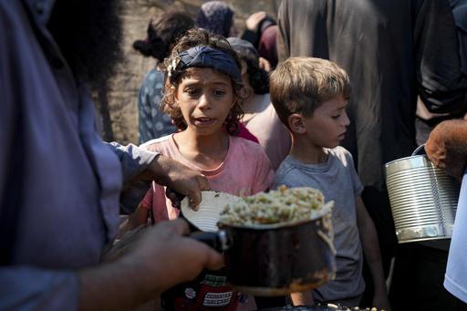 Starving Palestinians in northern Gaza seek food after a month-long aid blockade imposed by Israel.