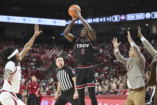 No. 18 Arkansas secures victory over Troy 65-49 with strong second-half performance