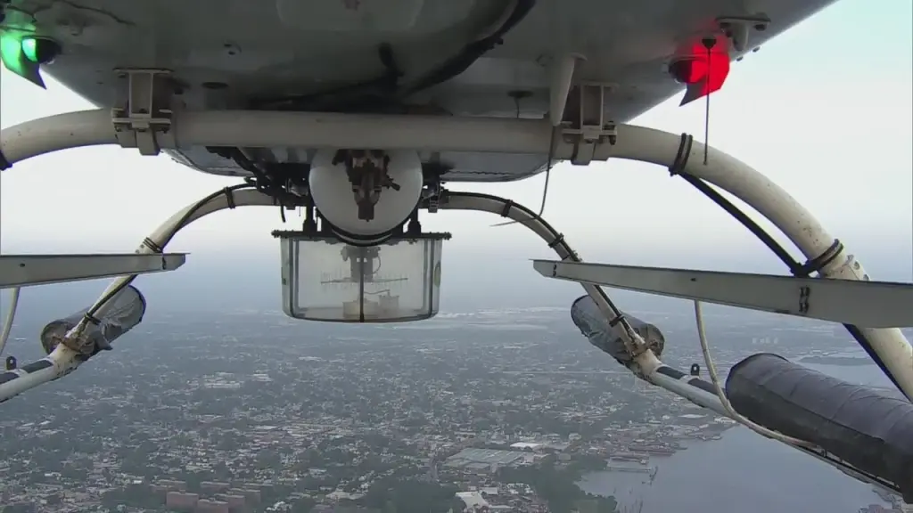 In the final seconds of a Fox 5 news report that aired Monday, the orb-shaped object or light can be seen in the crystal clear New York sky, making an arcing pathway in the direction of the news chopper.
FOX 5 New York