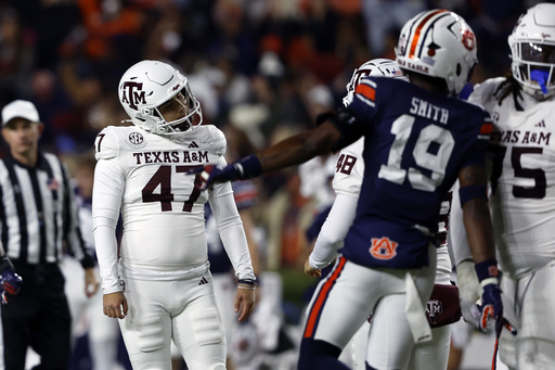 Auburn clinches a 43-41 victory in a dramatic four-overtime showdown against playoff contender No. 15 Texas A&M.