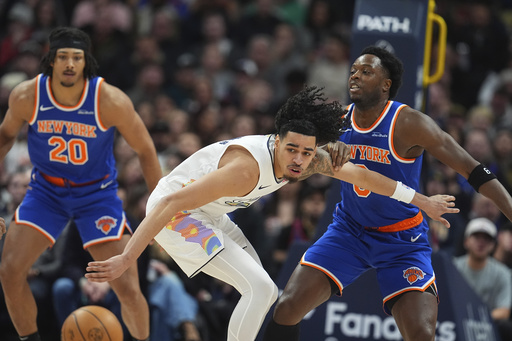 Anunoby records personal best with 40 points as Knicks deliver 45 assists in a dominant 145-118 win over the Nuggets.