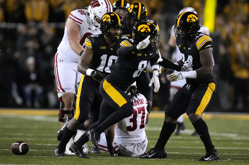 Kaleb Johnson records three touchdowns and rushes for 135 yards in Iowa’s 42-10 victory against Wisconsin.