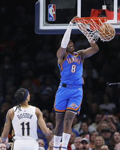 Thunder secure second consecutive victory over depleted Pelicans 106-88 amid Chet Holmgren’s injury absence.