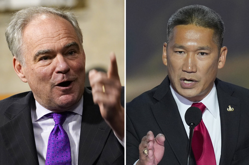 Senator Tim Kaine campaigns for a third term in Virginia facing Republican opponent Hung Cao.