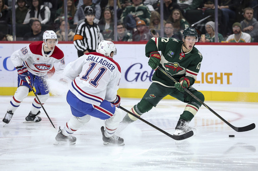 Kaprizov propels Wild to a 3-0 victory against Canadiens with a goal and an assist