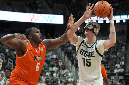 Akins records 13 points, 12 boards, and 6 assists as Michigan State secures an 86-72 victory over Bowling Green with a 17-0 scoring spree.