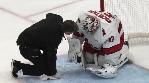 Utah netted 3 goals within 2.5 minutes in the 3rd period, while Vejmelka made 49 saves in a 4-1 victory against the Hurricanes.