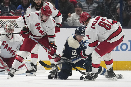 Marchenko scores late to equalize, Monahan secures win in shootout as Blue Jackets defeat Hurricanes 5-4