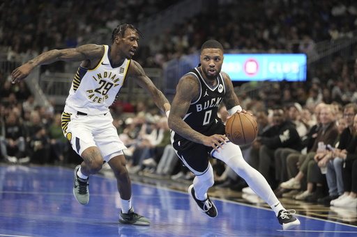 Antetokounmpo records triple-double while leading the rising Bucks to a 129-117 victory over the struggling Pacers in NBA Cup action.