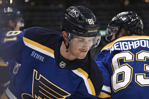 Dylan Holloway rejoins Blues’ roster versus Utah following neck injury from puck impact