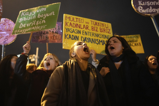 Detainers in Turkey arrest protestors advocating for enhanced safety measures for women against violence.