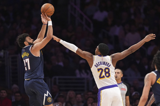 Jokic nets 34 and Porter contributes 24 as Nuggets surge in second half to defeat Lakers 127-102.