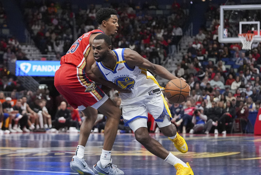 Andrew Wiggins nets 30 points to guide the Warriors to a 112-108 victory over the Pelicans in NBA Cup action